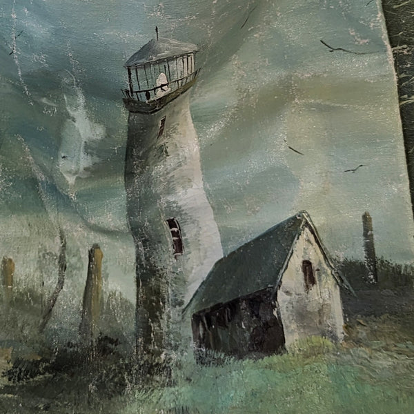 Vintage painting bag - lighthouse and trees