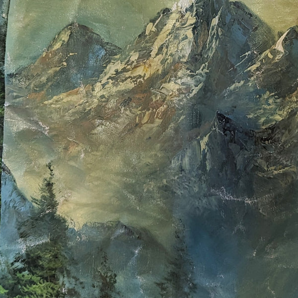Vintage painting bag - snowy mountain