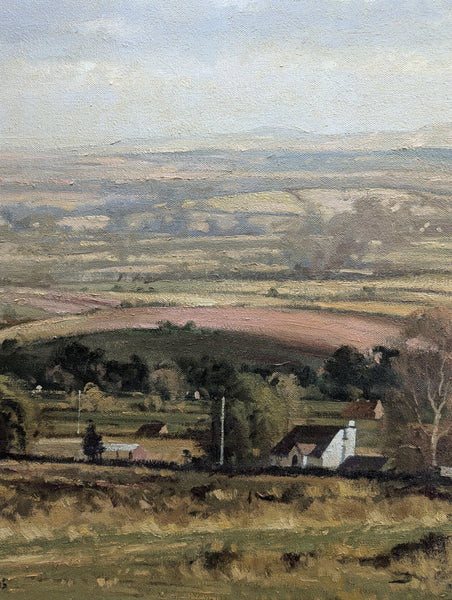 Oil painting, the white cottage, Clee Hill, Shropshire by W.R.Jennings