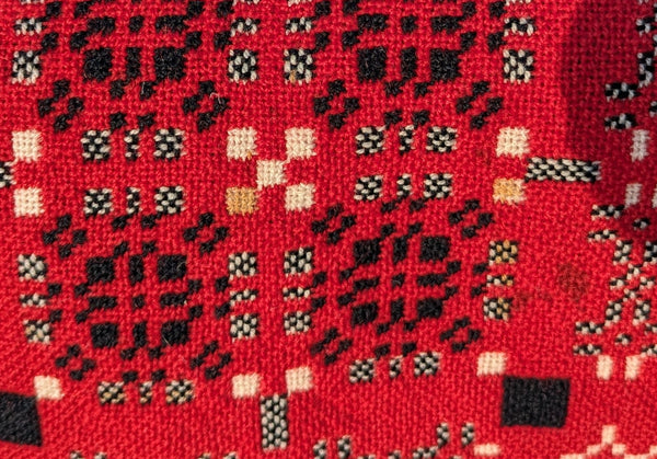 Vintage red and black Welsh tapestry blanket