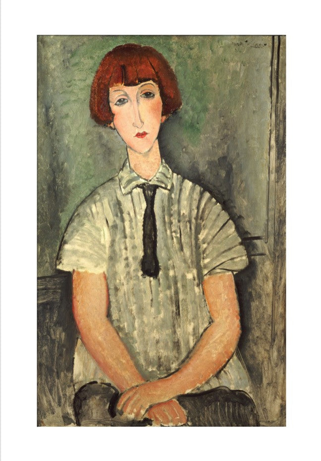 Art print. Young girl in a striped shirt by Amedeo Modigliani