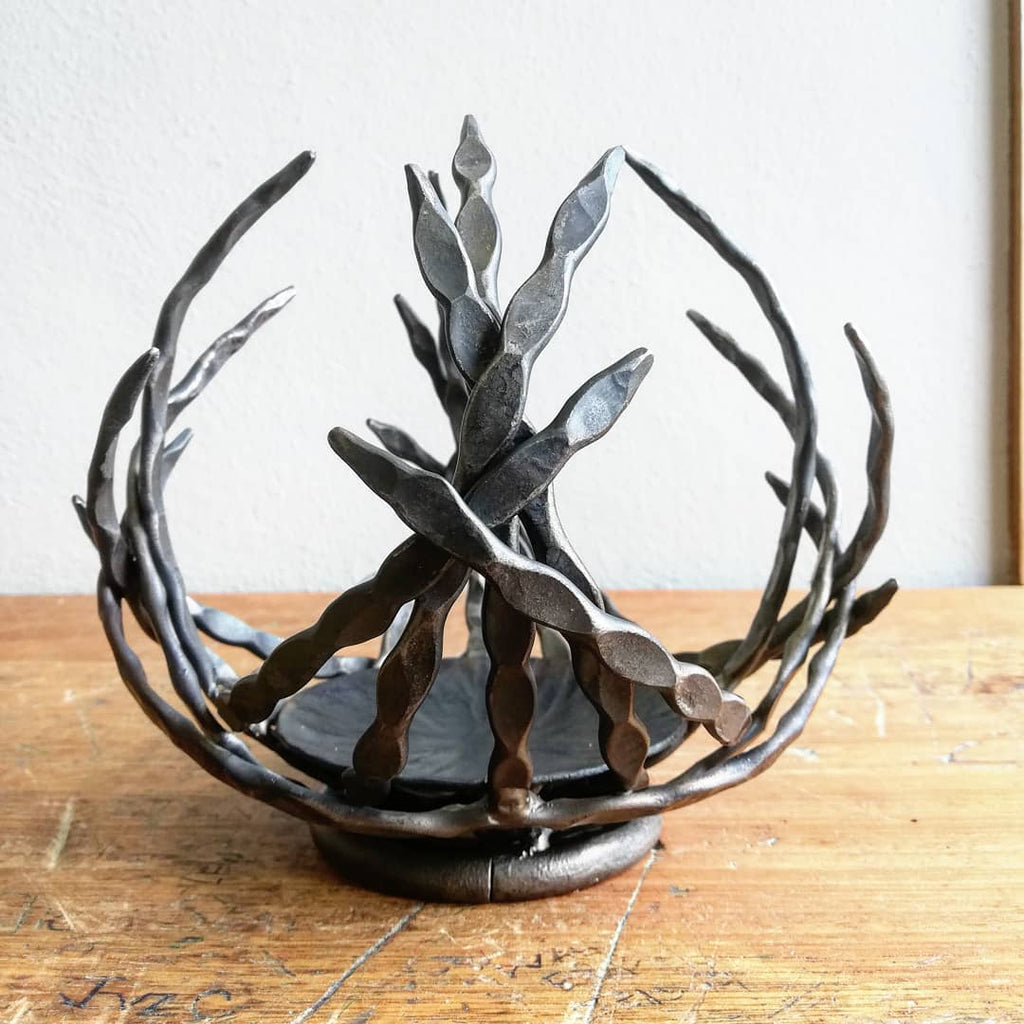 'Boat bowl' blacksmith made candle holder/sculpture.