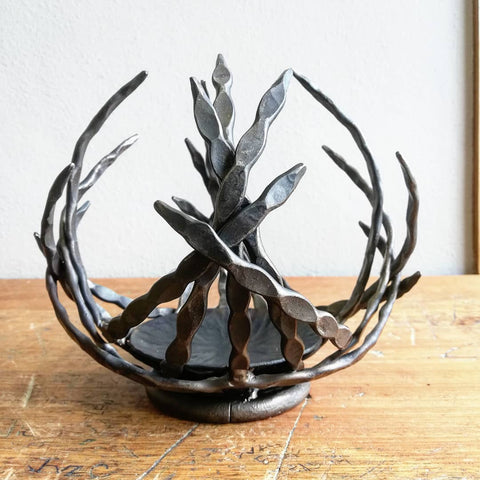 'Boat bowl' blacksmith made candle holder/sculpture.