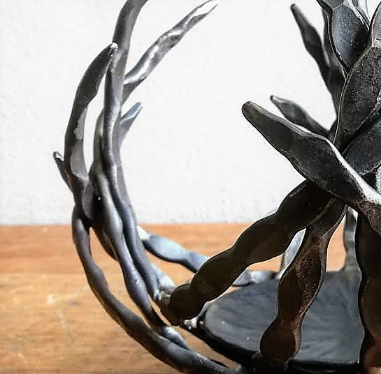 'Boat bowl' blacksmith made candle holder/sculpture.