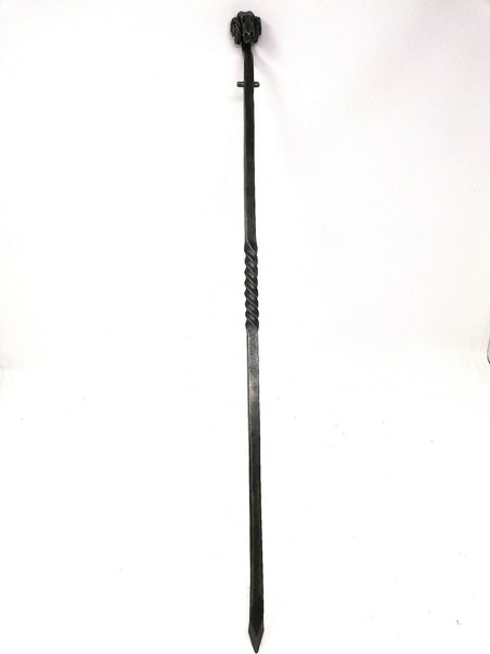 Rams head fire set, full set of four tools & stand - hand forged in mild steel