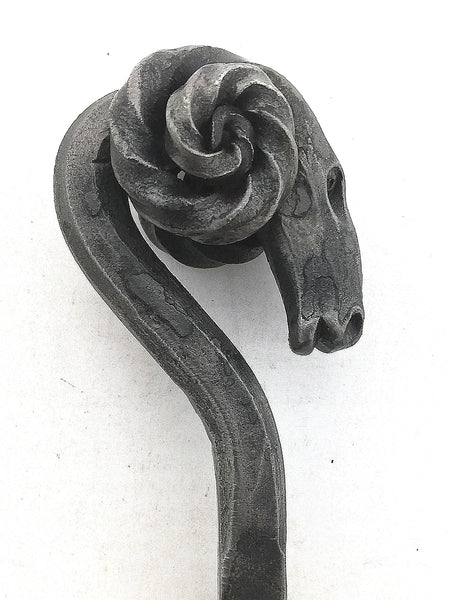 Rams head fire set, full set of four tools & stand - hand forged in mild steel