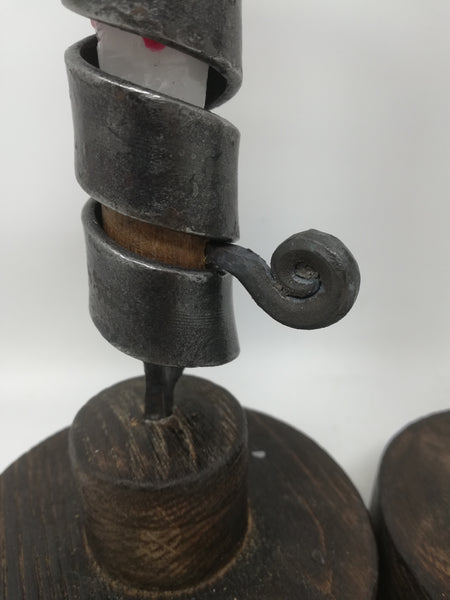 Traveller candle stick, hand forged in mild steel