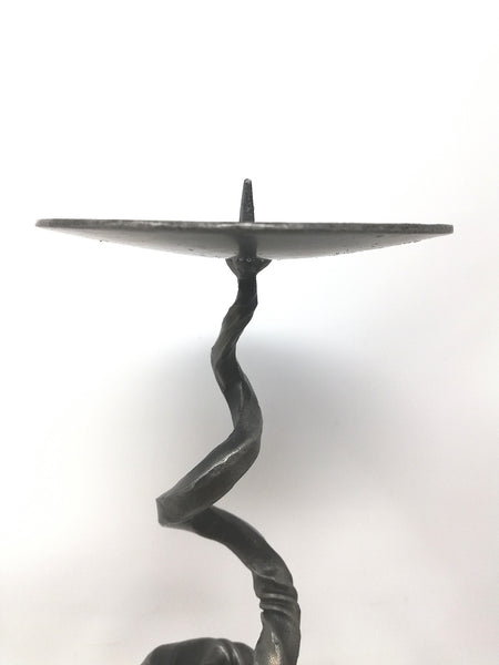 Tall 'basilisk' candle holder, hand forged.