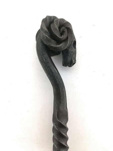 Toasting fork - heavyweight, rams head handle - hand forged in mild steel.