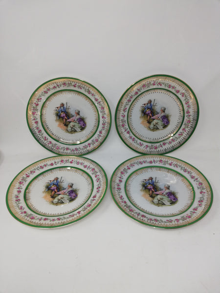 Carl Tielsch/Altwasser Royal Vienna style plates - courting couple. Flute design.