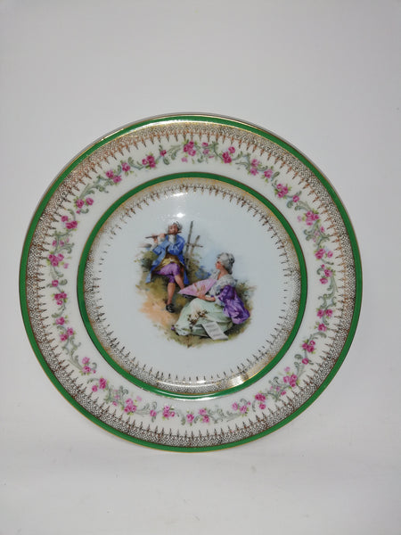 Carl Tielsch/Altwasser Royal Vienna style plates - courting couple. Flute design.