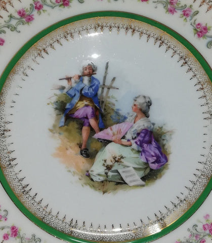 Carl Tielsch/Altwasser Royal Vienna style plates - courting couple. Flute design.