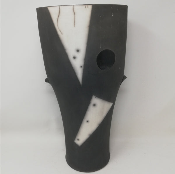 Mick Morgan raku - monochrome vessel