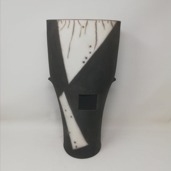 Mick Morgan raku - monochrome vessel