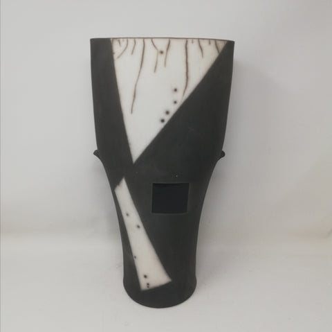 Mick Morgan raku - monochrome vessel