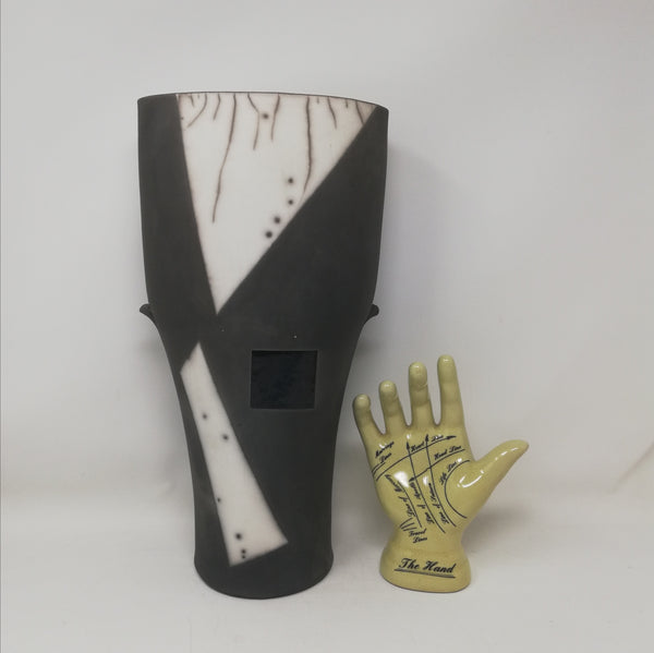 Mick Morgan raku - monochrome vessel