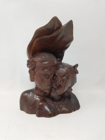 Finely carved vintage Indonesian coromandel wood sculpture