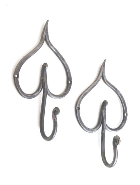 hand forged leaf hooks in mild steel by Aaron Petersen