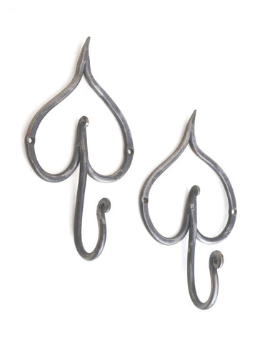 hand forged leaf hooks in mild steel by Aaron Petersen