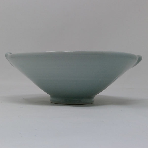 Mick Morgan raku bowl blue and brown/green.