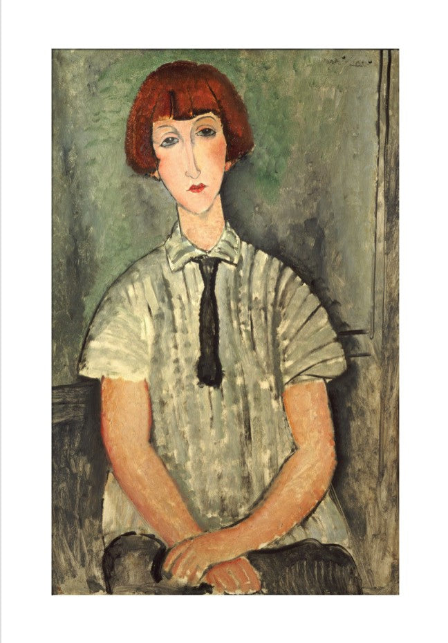 Art print. Young girl in a striped shirt  by Amedeo Modigliani