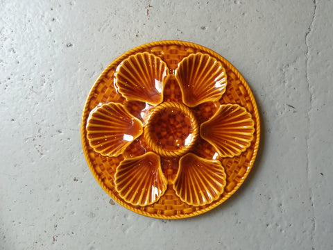 Vintage 1950's/60s  French majolica  'Longchamps' oyster plate