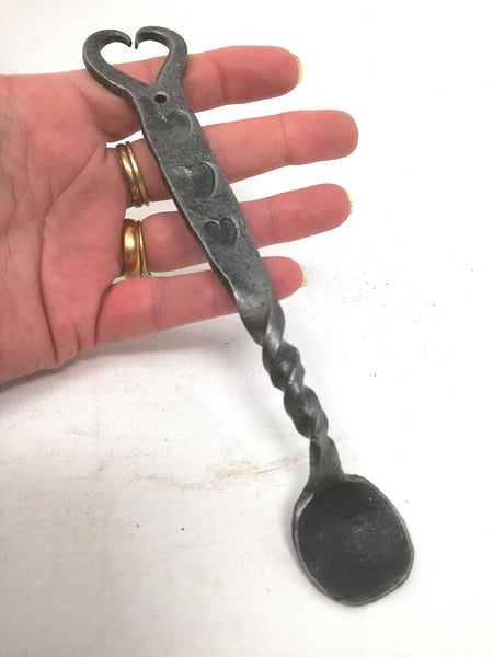 Hand forged steel love spoon