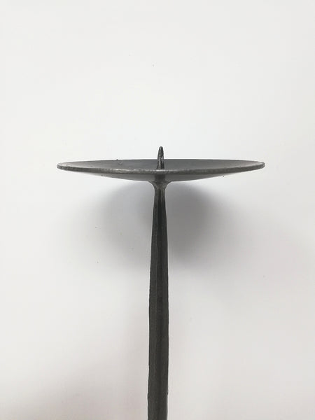 Small spiral based candle stick, hand forged in mild steel