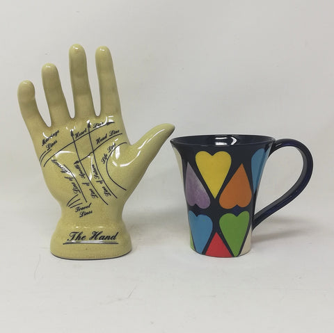 Gwili pottery cone mug - cariad coloured design