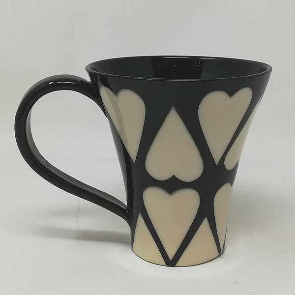 Gwili pottery cone mug - cariad design
