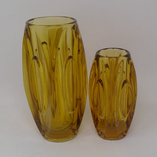 Sklo Union mid century amber glass Lens Vase