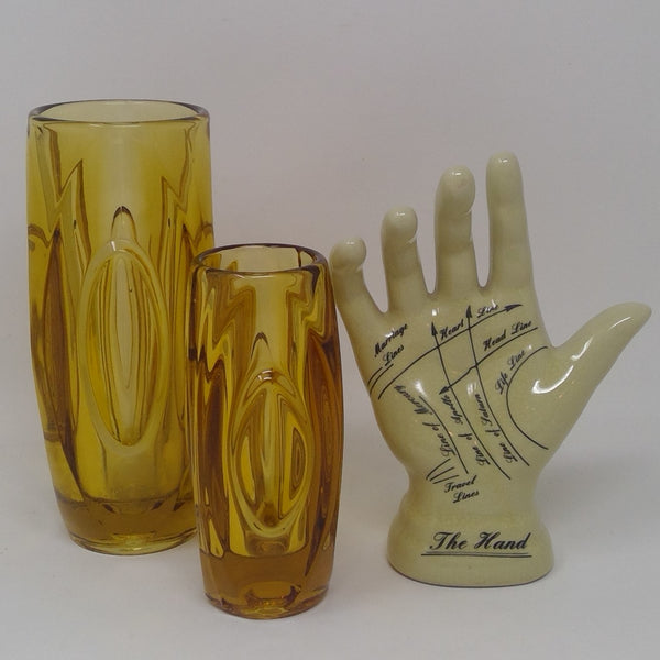 Sklo Union mid century amber glass Lens Vase